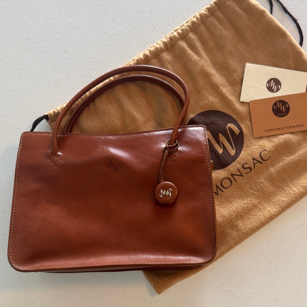 Vintage Monac Original Brown Tote Bag – Early 2000s, COA, Hangtag, 10”x7”